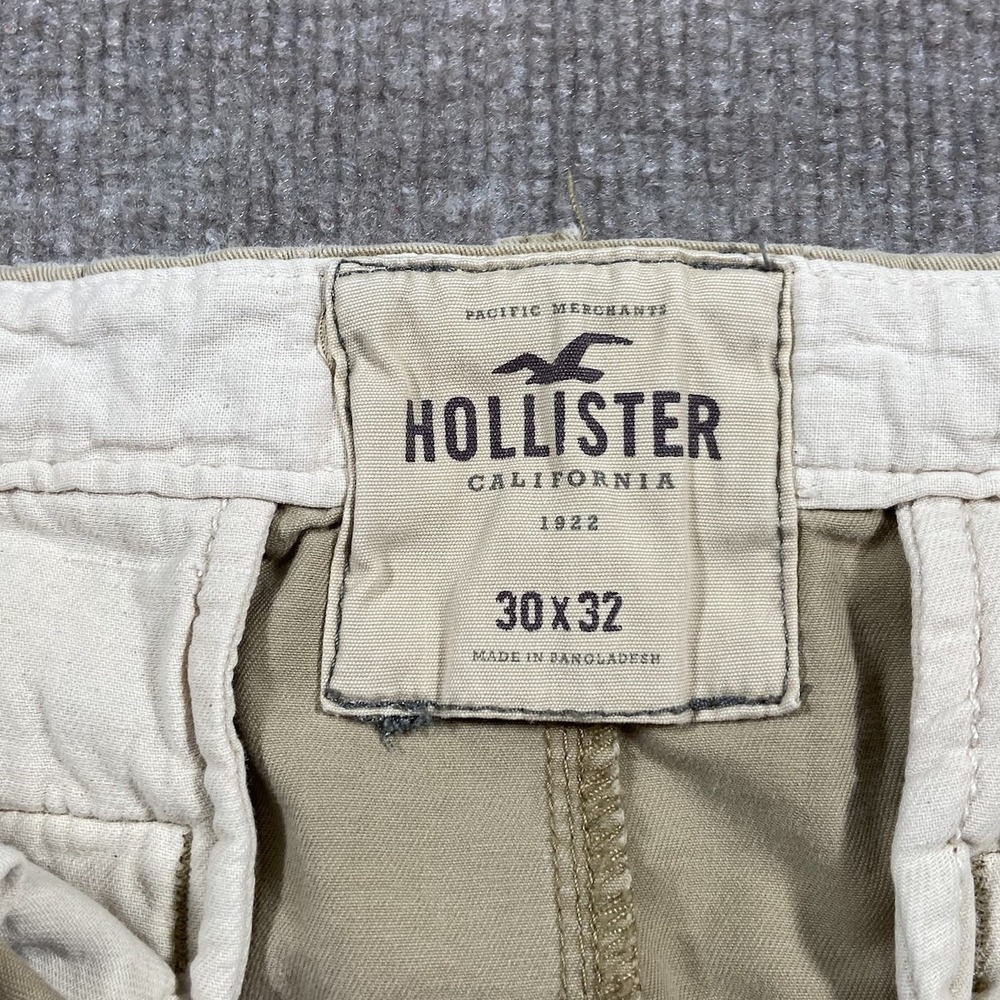 Vintage Hollister Pants Mens 30x31 Beige Khaki Chino‎ Straight Leg Logo Y2K - Picture 8 of 12